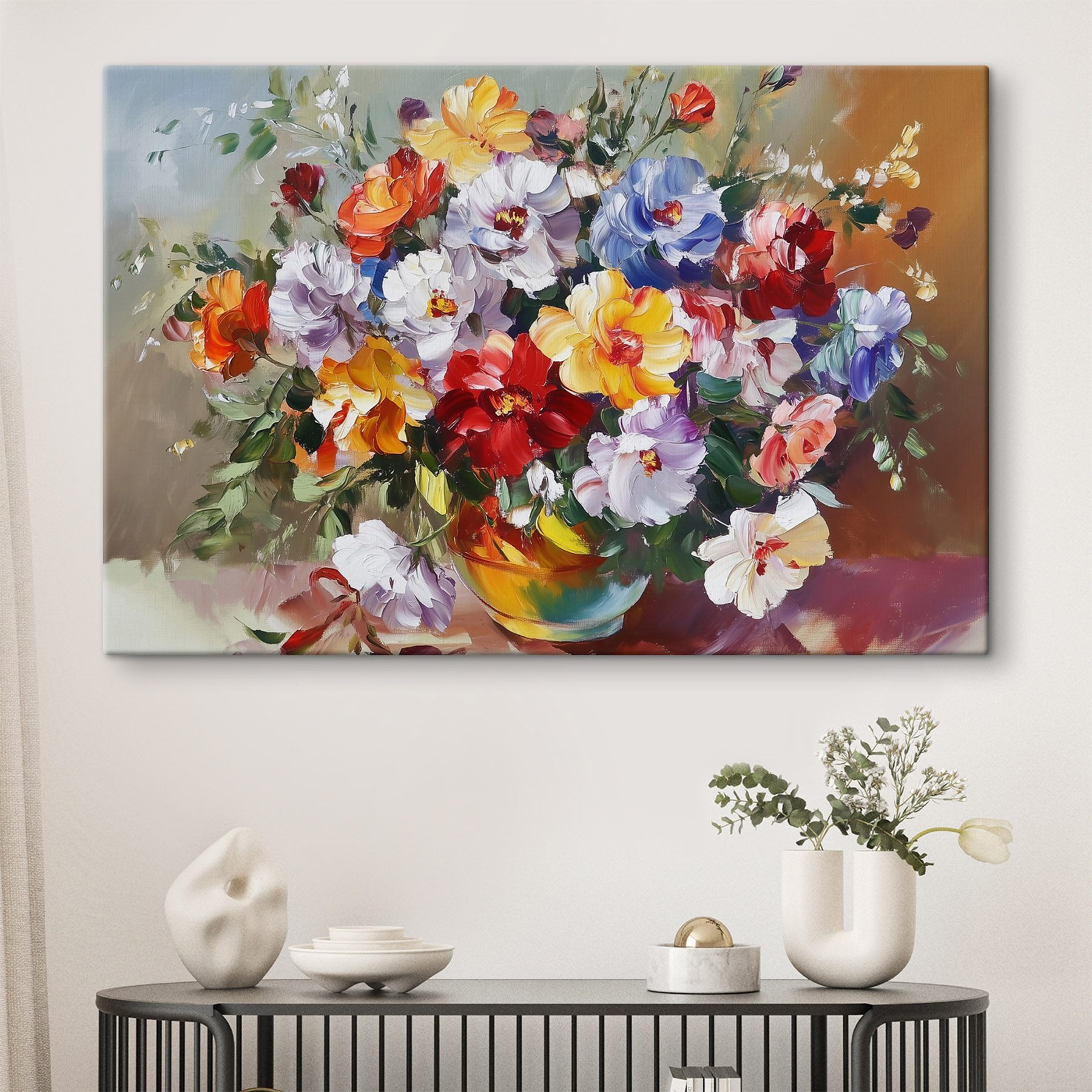 Painting of flowers in a vase Painting of flowers in a vase