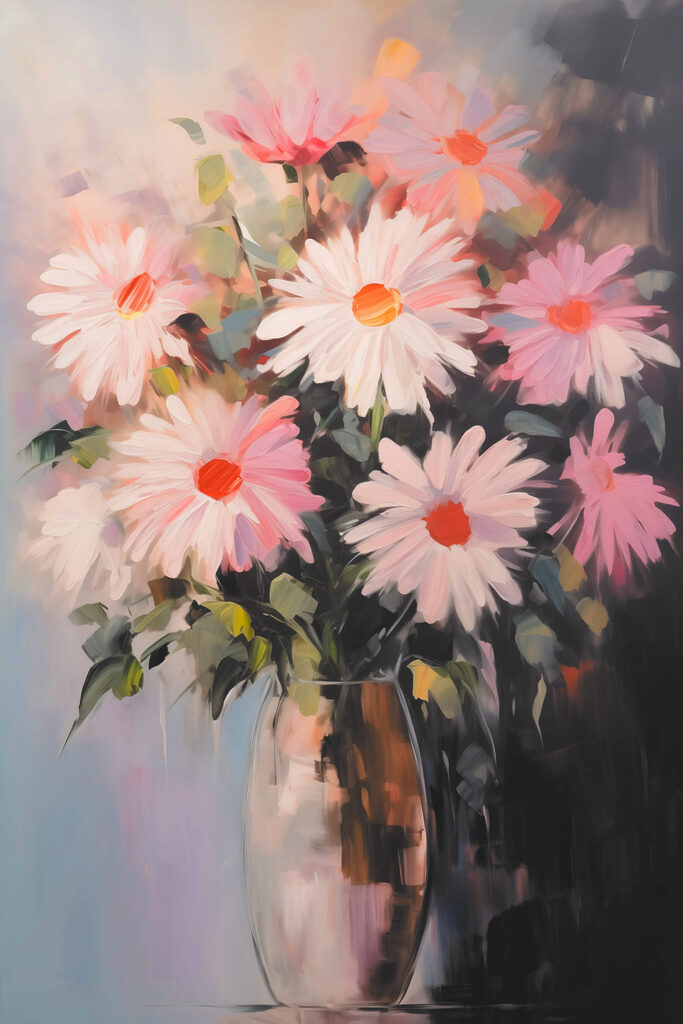 Painting of flowers in a vase Painting of flowers in a vase