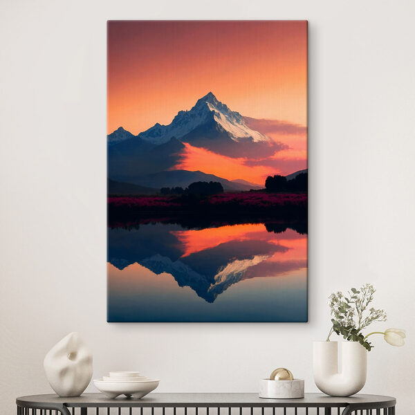 Cordillera con flores y un lago Cuadros Cordillera con flores y un lago