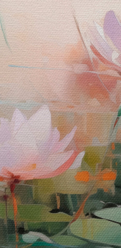 Painting of flowers on water