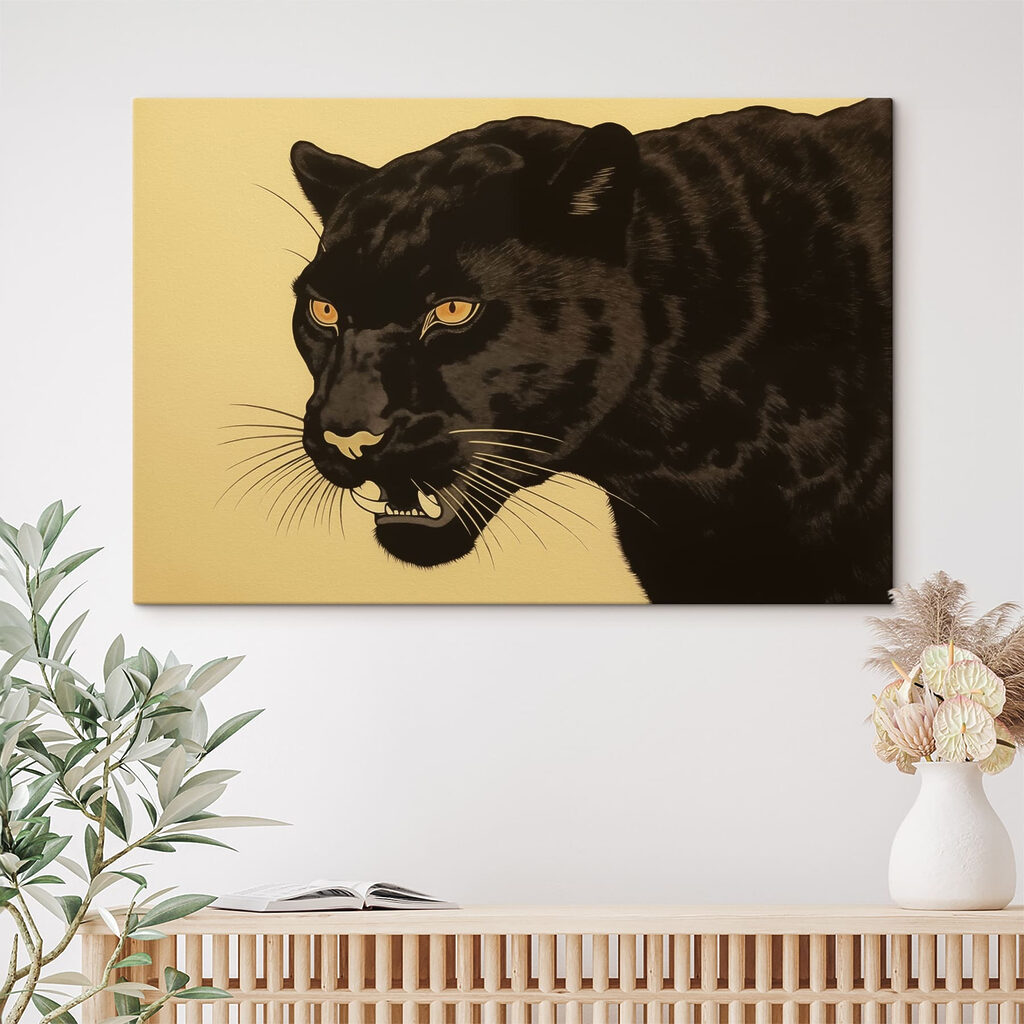Black panther with yellow eyes Black panther with yellow eyes