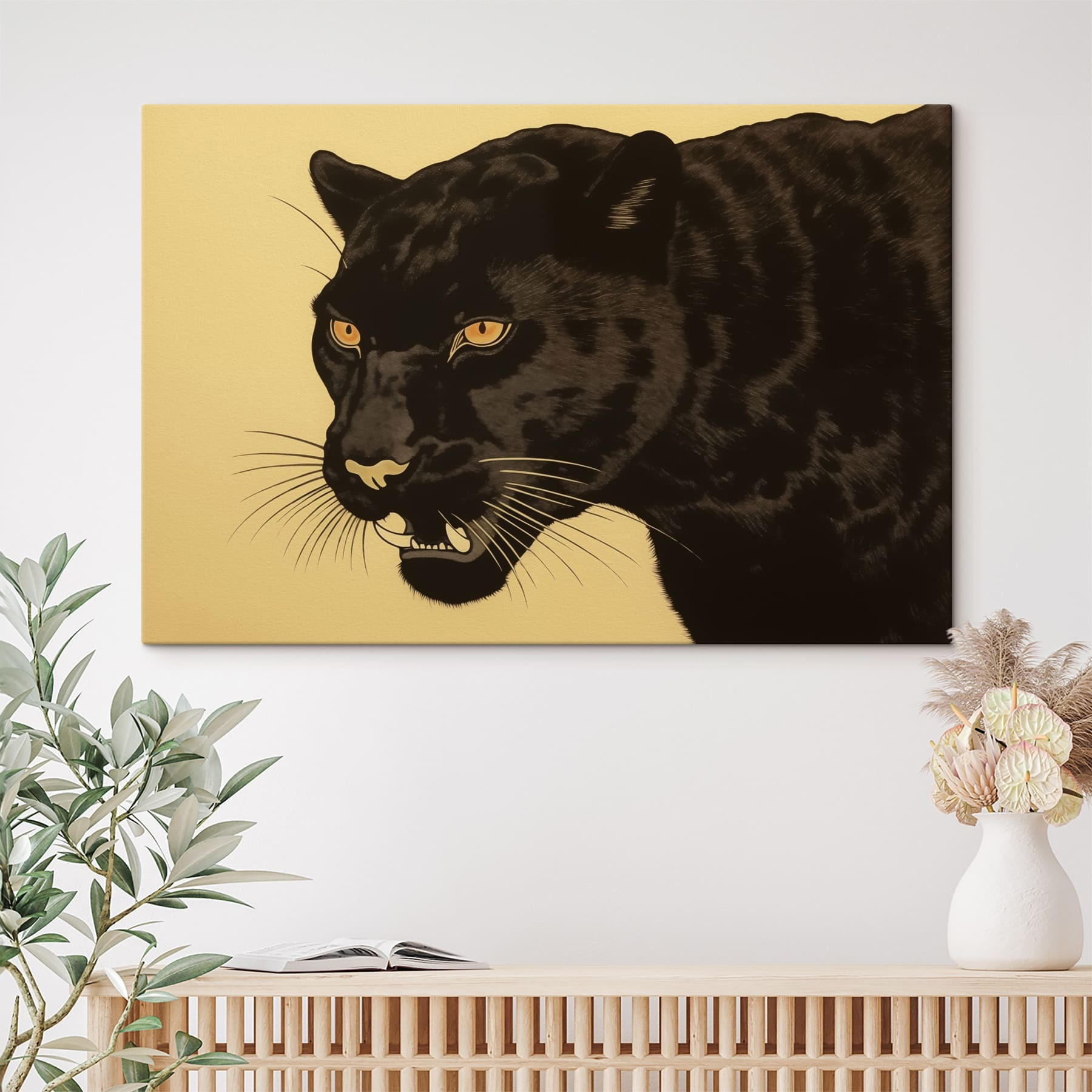 Black panther with yellow eyes Black panther with yellow eyes