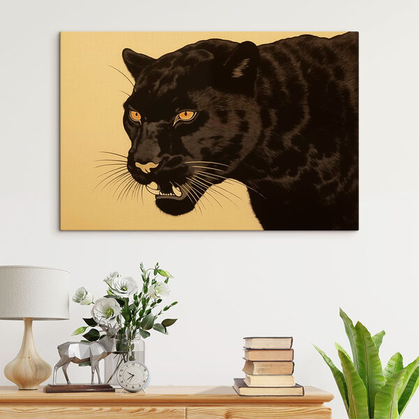 Black panther with yellow eyes Black panther with yellow eyes
