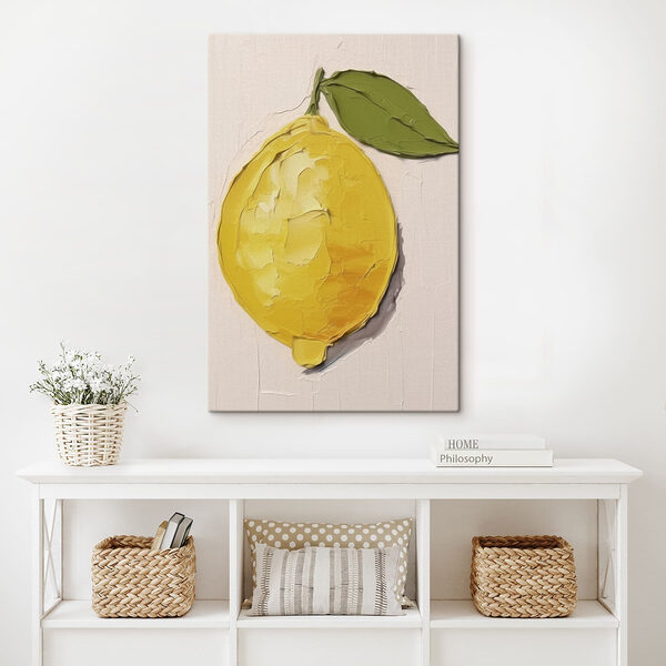 Cuadros Limón con hojas pintadas
