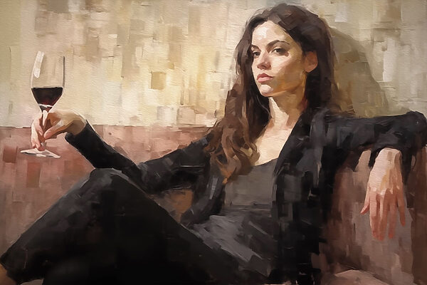 Woman sitting on a couch Woman sitting on a couch