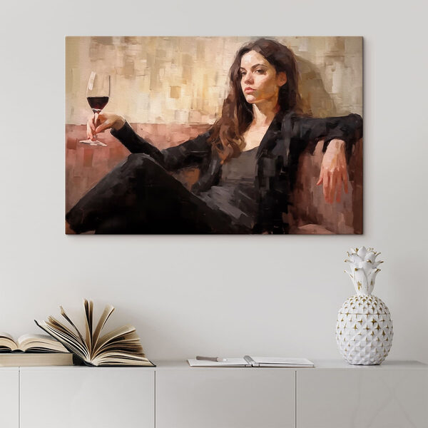 Woman sitting on a couch Woman sitting on a couch