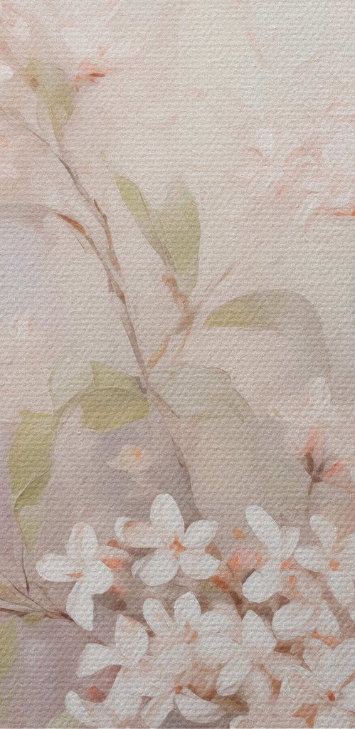 Painting of flowers on a branch