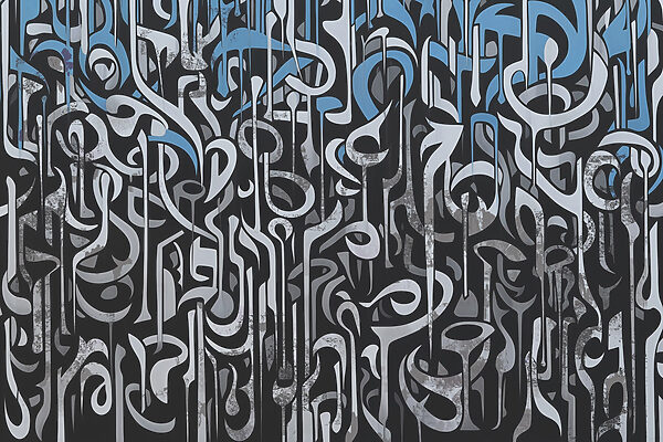 Arte en blanco y negro con líneas azules y blancas Arte en blanco y negro con líneas azules y blancas