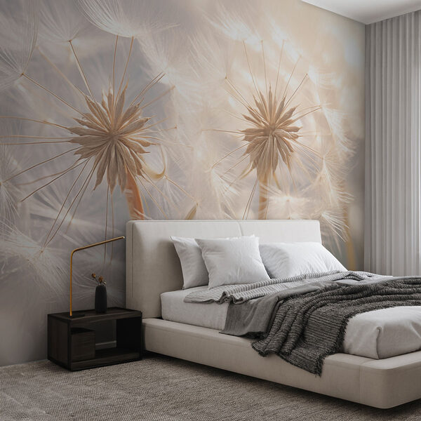 Fotomurales Delicadas semillas de diente de león bajo una luz suave