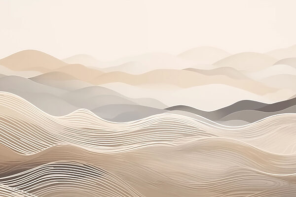 Landscape of hills with white and brown waves