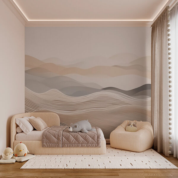 Landscape of hills with white and brown waves