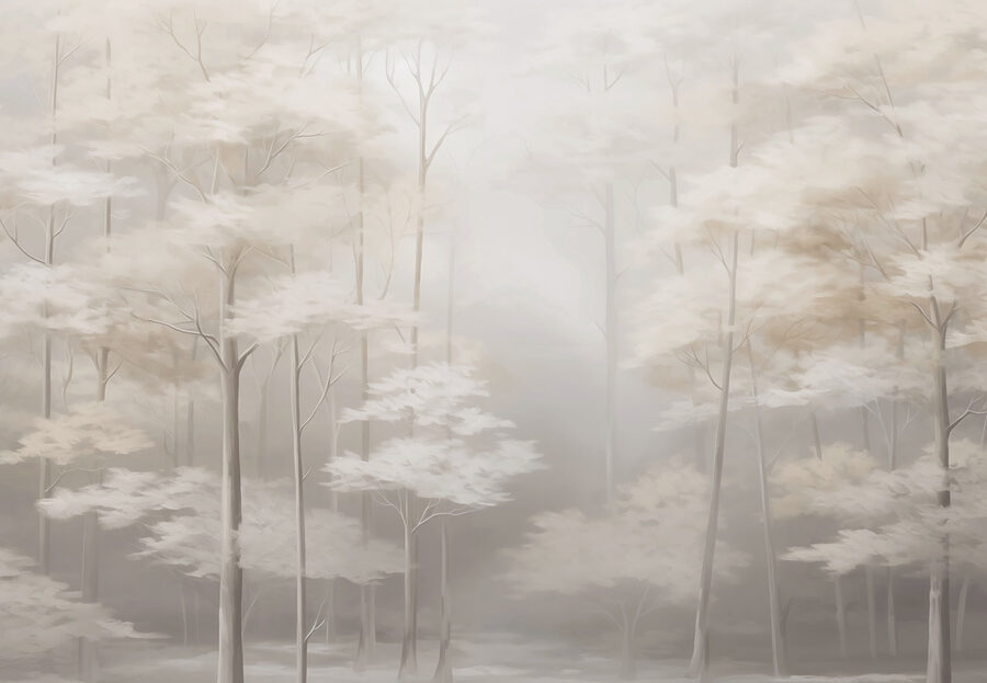 Bosque brumoso con árboles
