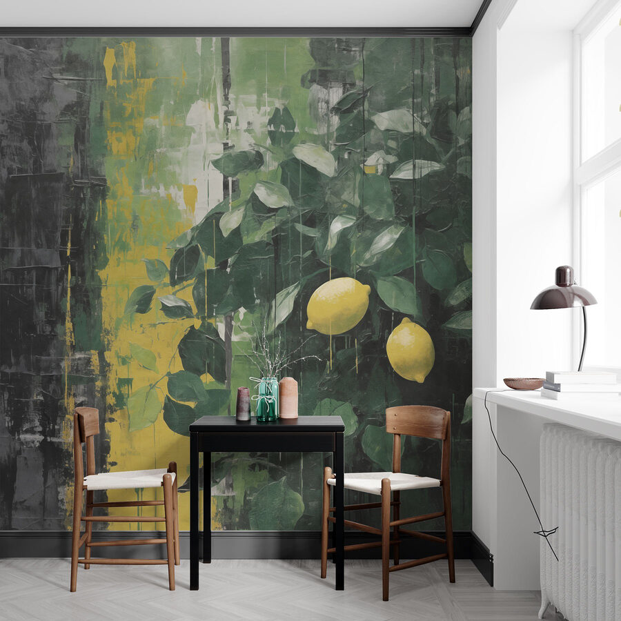 Pintura de limones de un árbol