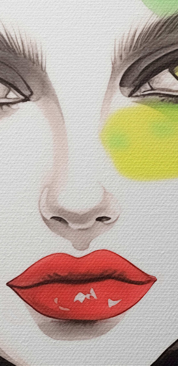 Woman with green and yellow makeup