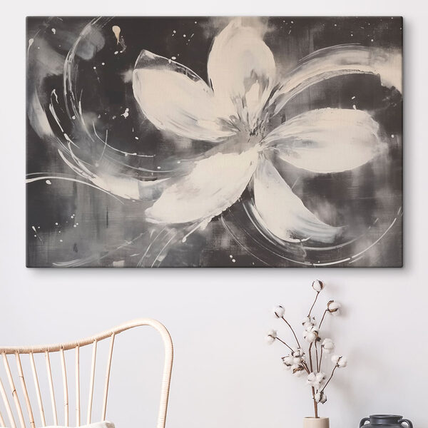 Cuadros Flor blanca sobre fondo negro