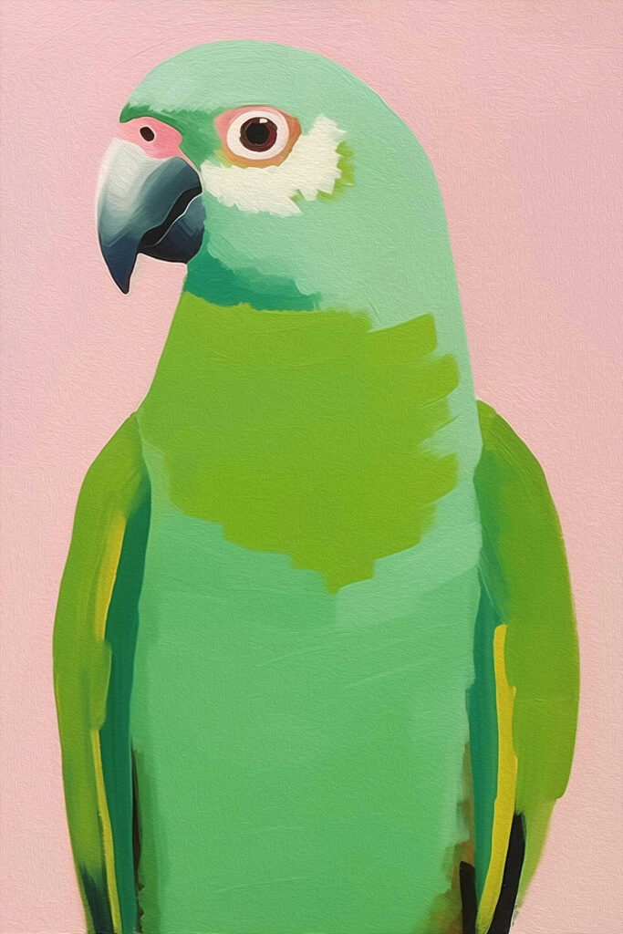 Green parrot with yellow eyes Green parrot with yellow eyes