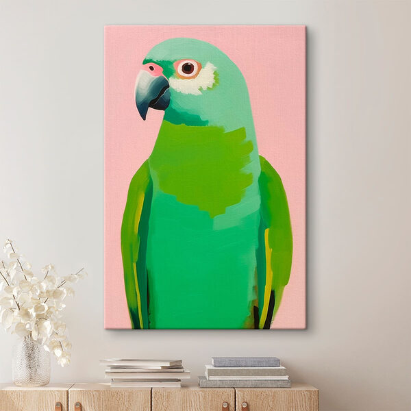Green parrot with yellow eyes Green parrot with yellow eyes