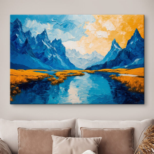 Cuadro de un río con montañas y pradera s43449pig119 600x600 - Cuadro de un río con montañas y pradera - tegory