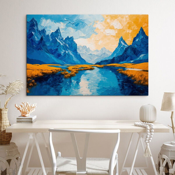 Cuadro de un río con montañas y pradera s43449pig408 600x600 - Cuadro de un río con montañas y pradera - tegory