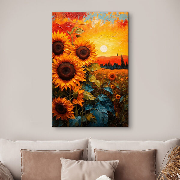 Cuadros Cuadro de girasoles en un campo