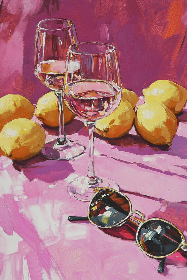 Painting of wine glasses and lemons Painting of wine glasses and lemons