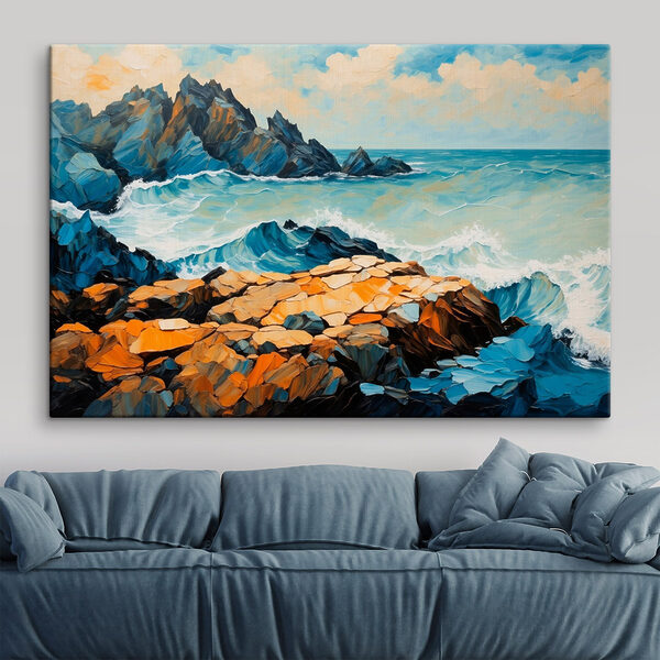 Cuadros Cuadro de olas rompiendo contra las rocas (SKU: s43458) Cuadros Cuadros Cuadro de olas rompiendo contra las rocas (SKU: s43458)