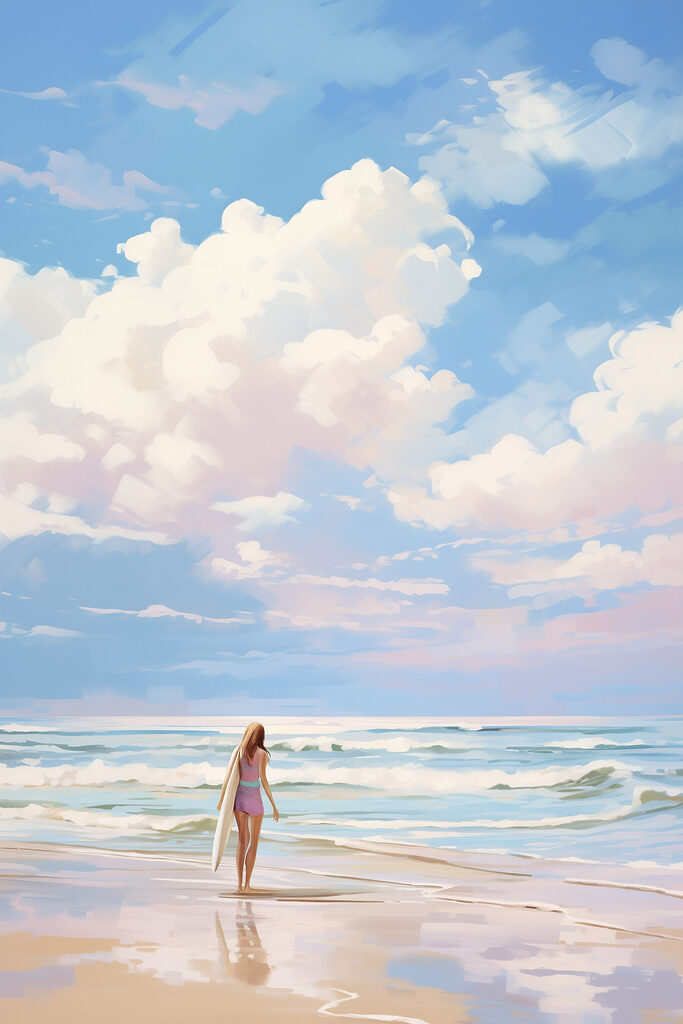 Girl holding a surfboard on a beach Girl holding a surfboard on a beach
