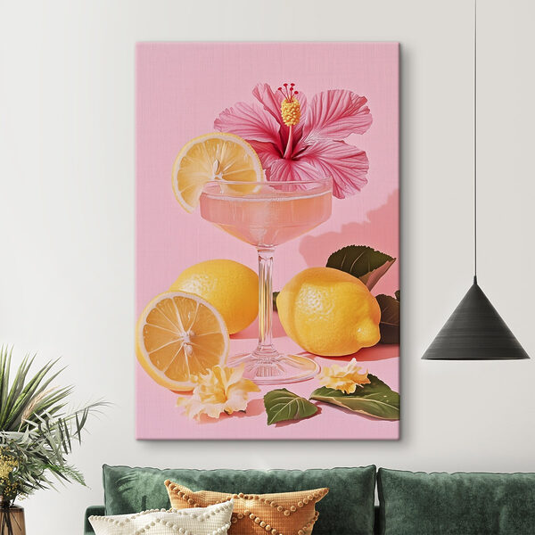 Cuadros Un vaso con una bebida y limones (SKU: s43893) Cuadros Cuadros Un vaso con una bebida y limones (SKU: s43893)