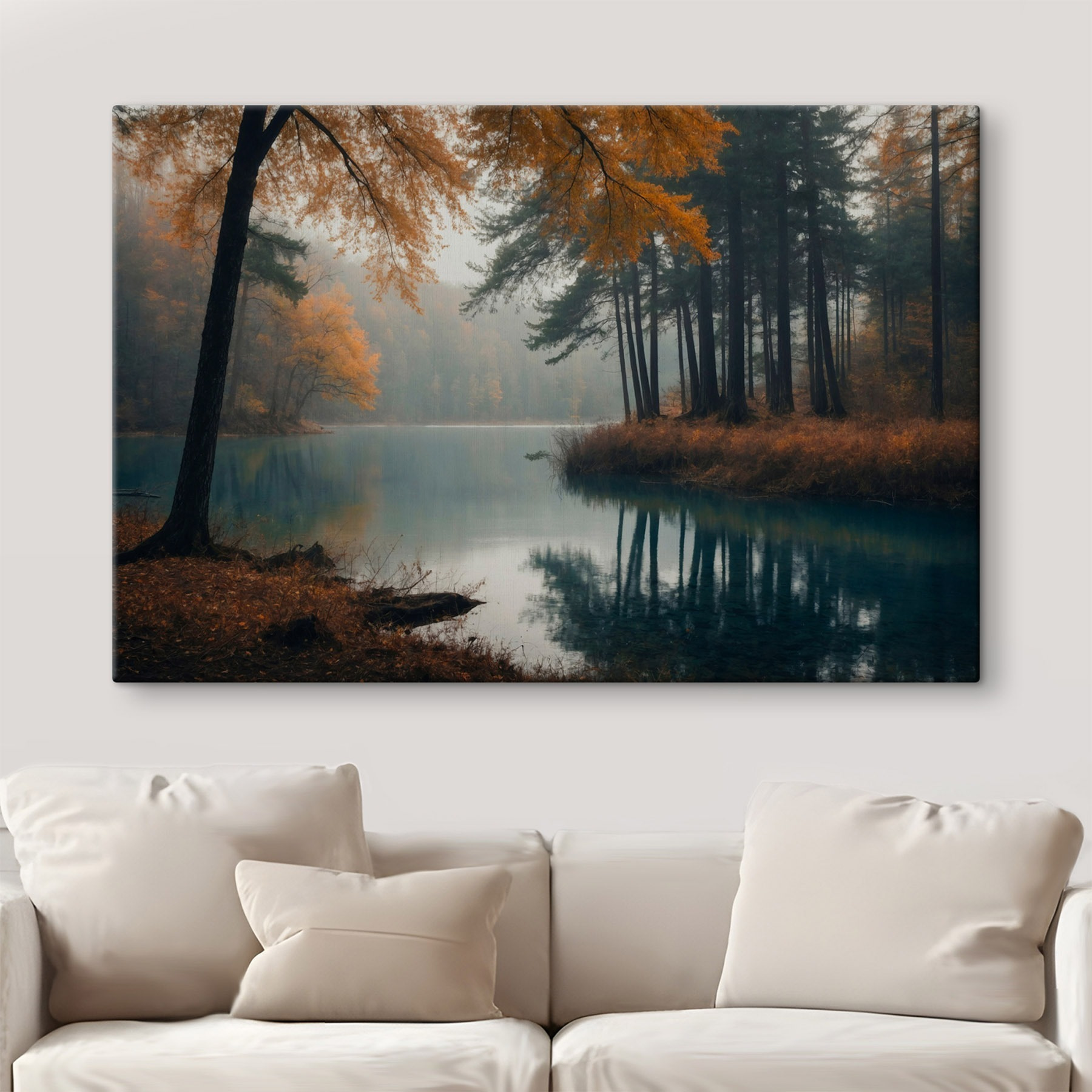 Body of water with trees and grass Body of water with trees and grass