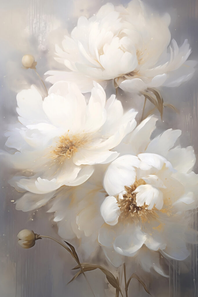 Painting of white flowers Painting of white flowers