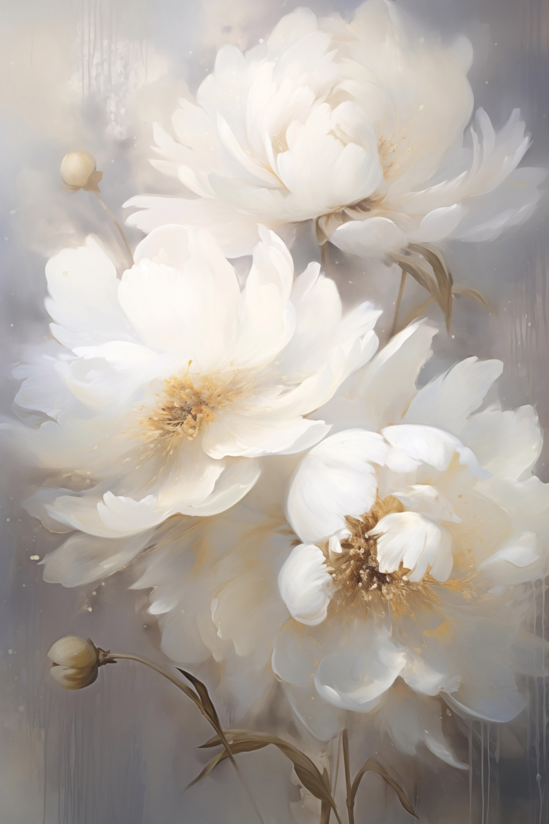 Painting of white flowers Painting of white flowers