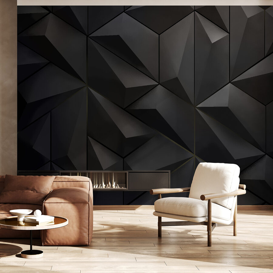 Pared negra con muchos triángulos