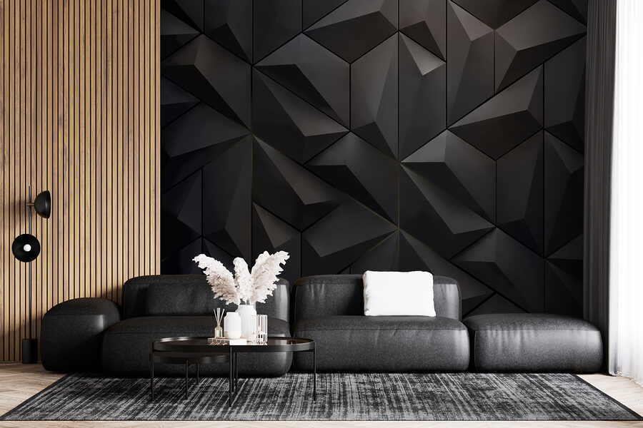 Pared negra con muchos triángulos