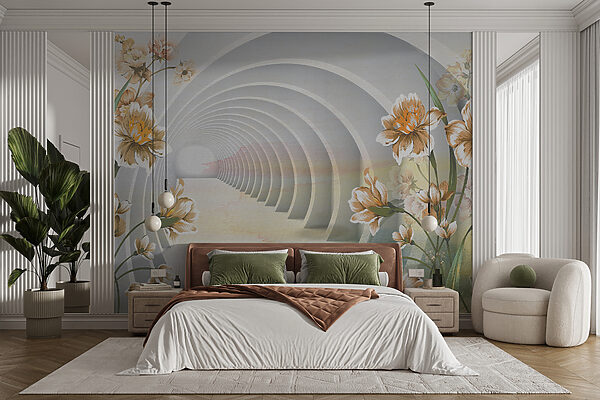 Papel pintado con flores y un túnel u04401pib5mr 600x400 - Papel pintado con flores y un túnel