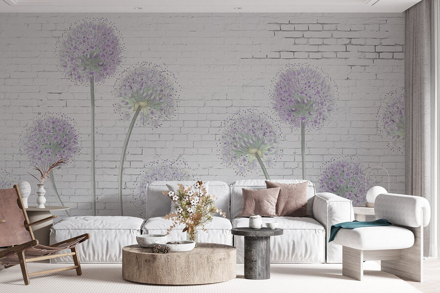 Pintura de flores moradas