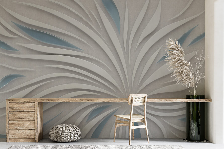 Diseño blanco y azul sobre una superficie gris Diseño blanco y azul sobre una superficie gris