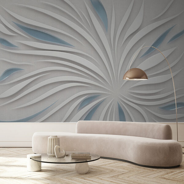 Diseño blanco y azul sobre una superficie gris Diseño blanco y azul sobre una superficie gris