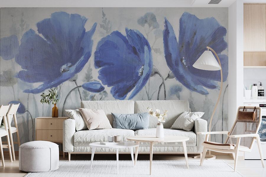 Pintura de flores azules