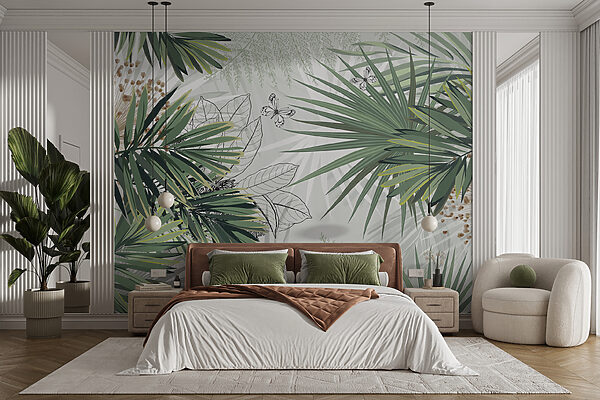 Follaje tropical con delicadas mariposas. Follaje tropical con delicadas mariposas.