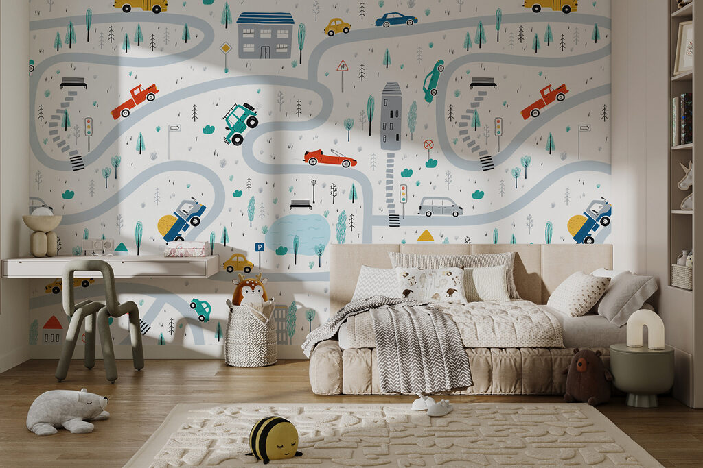 Map of cars and buildings