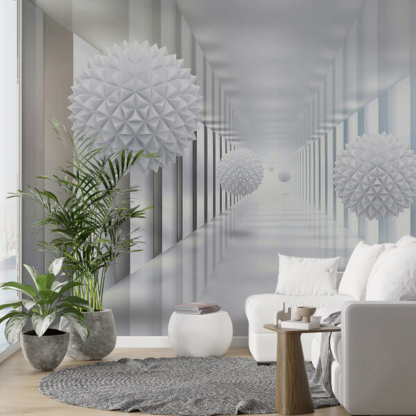 Habitación blanca con bolas blancas Habitación blanca con bolas blancas