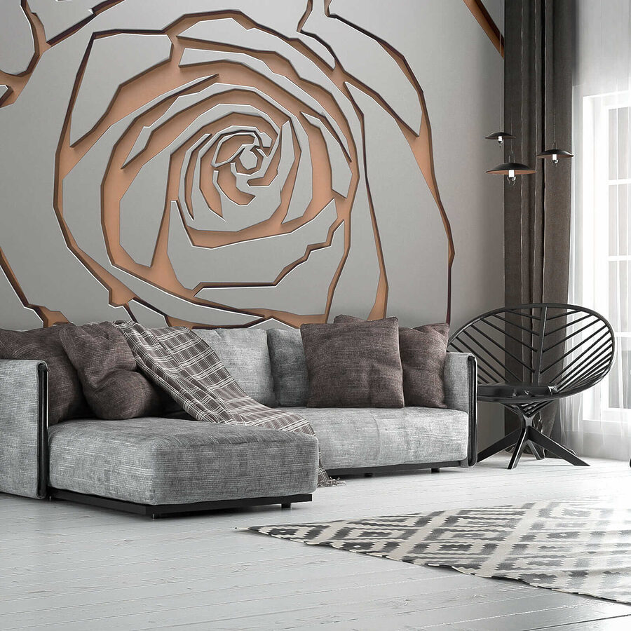 Diseño abstracto de rosas en textura metálica