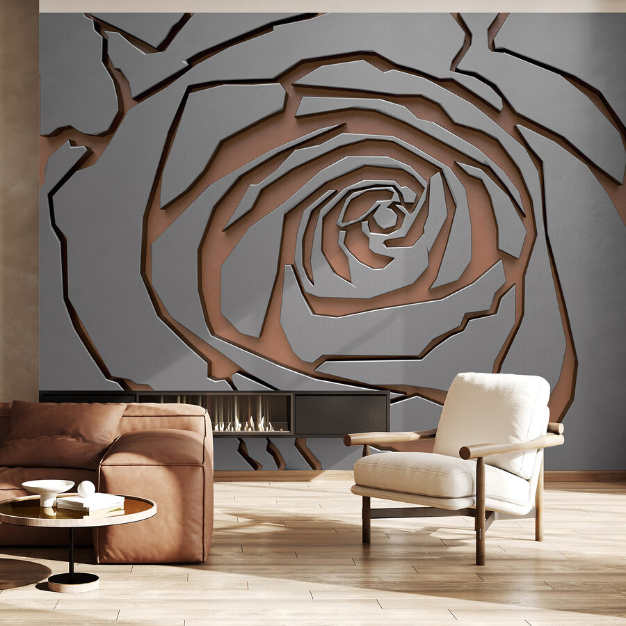 Diseño abstracto de rosas en textura metálica