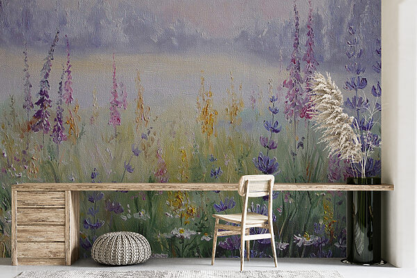 Pintura de flores en un campo Pintura de flores en un campo