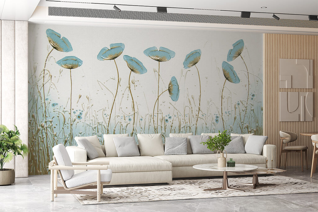 Painting of flowers in a field