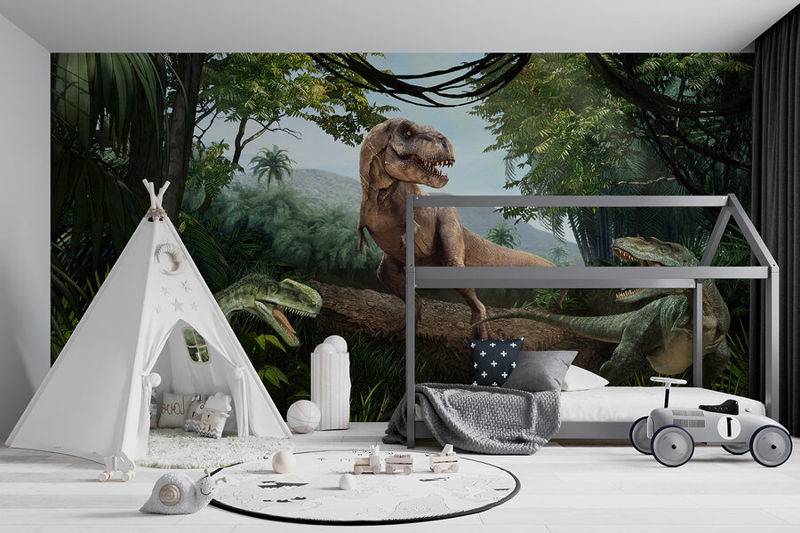 Dinosaurio en un bosque