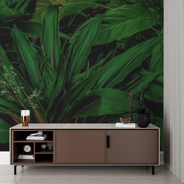Exuberantes hojas tropicales de un verde vibrante Exuberantes hojas tropicales de un verde vibrante