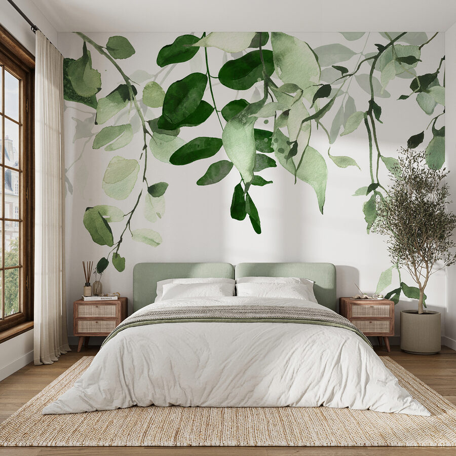 Elegante diseño de fondo de hojas verdes