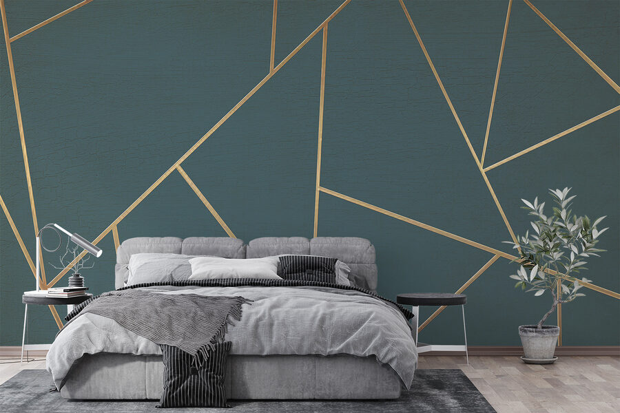 Líneas abstractas de color verde azulado que se cruzan con gracia