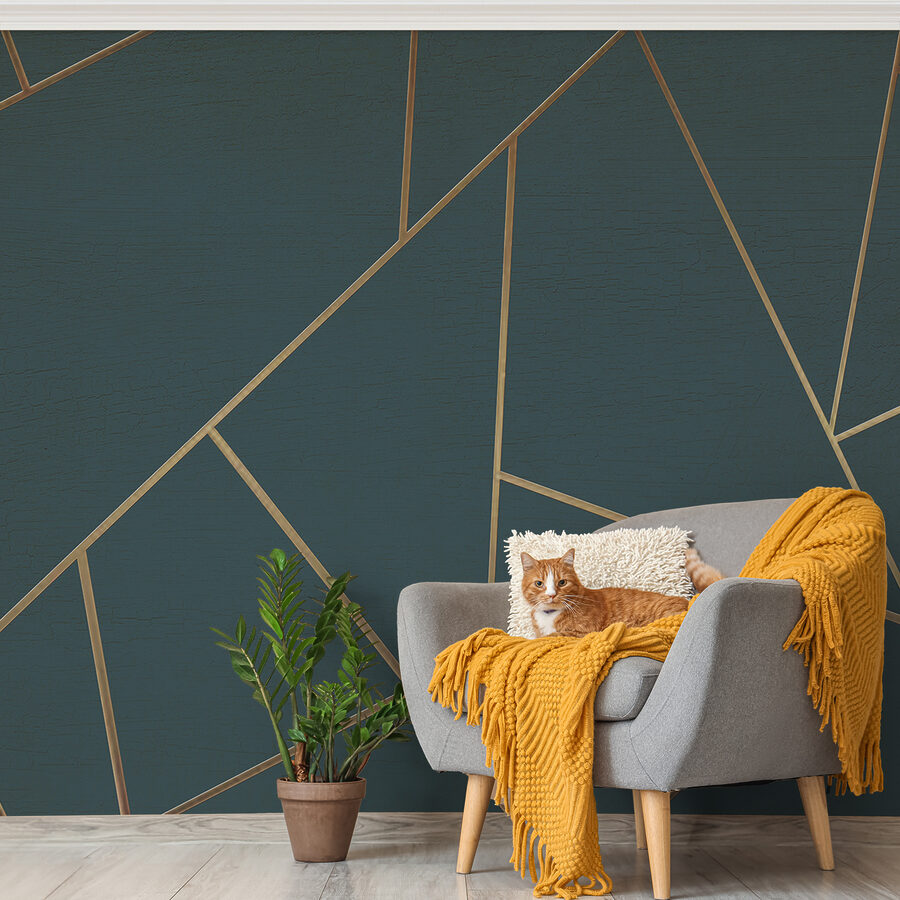 Líneas abstractas de color verde azulado que se cruzan con gracia